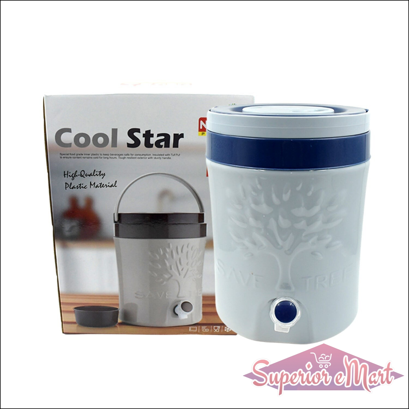 Cool Star Insulated Water Jug with Tap in Gray Plastic for Convenient Beverage Dispensing