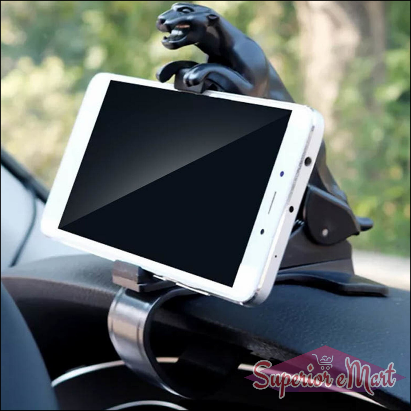 Jaguar leopard car phone holder with a sleek design for secure phone mounting in vehicles