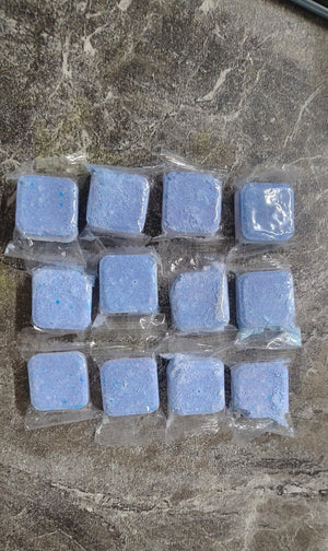 Pack of sink cleaner deodorizer tablets in blue, perfect for freshening up your kitchen sink