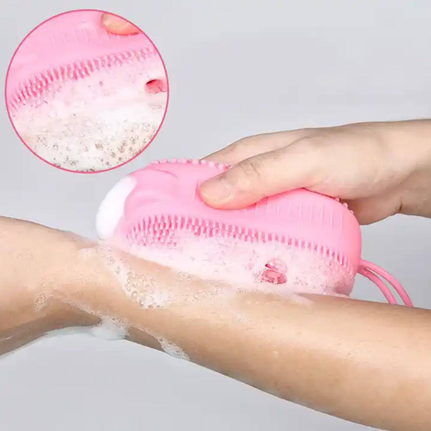 1436  Silicone Super Soft Silicone Bath Brush Double-sided Body Scrubber Brush For Deep Cleasing Exfoliating Ultra-soft Scrubber(1 Pc) - Superior eMart