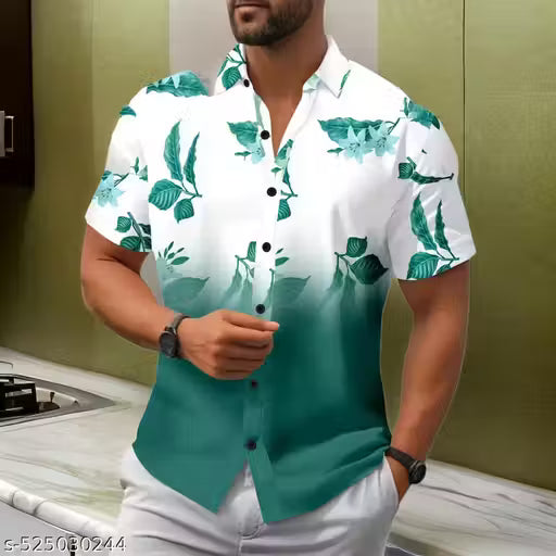 Men's Ocean Blue Floral Gradient Shirt