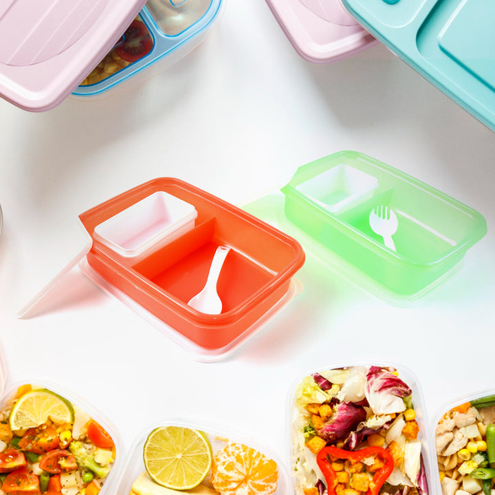 Colorful kids cartoon lunch box divided compartments for easy meal packing and storage