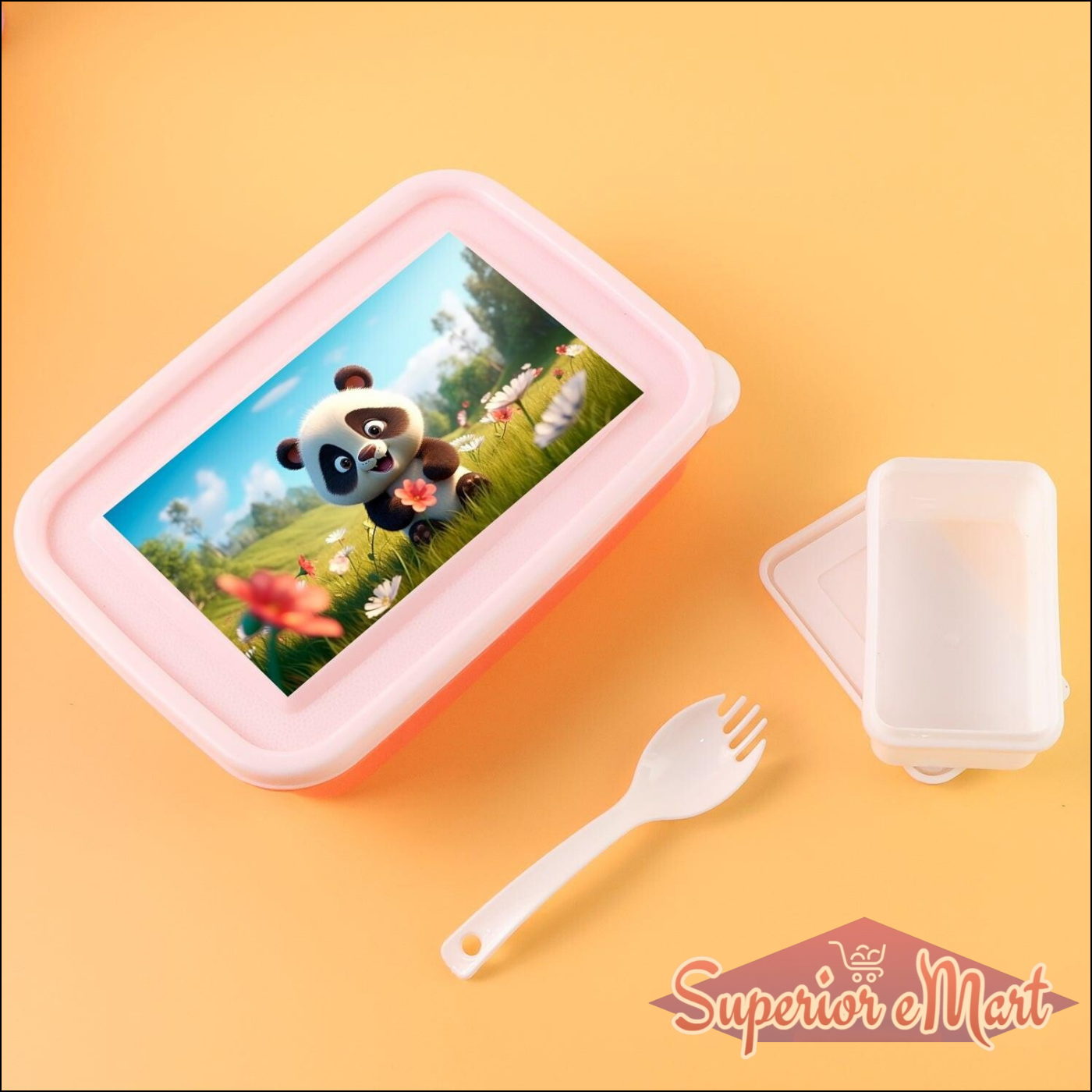Kids Cartoon Printed Lunch Box Mix Design (1 Set) - Superior eMart