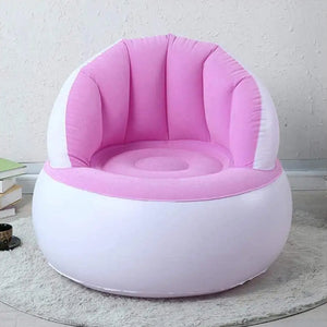 Kids inflatable sofa chair in pink and white design, perfect for children's rooms and play areas