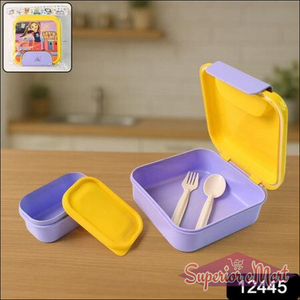 Kids Lunch Box Set With Small Inner Container Spoon Fork (1 Pc) - Superior eMart