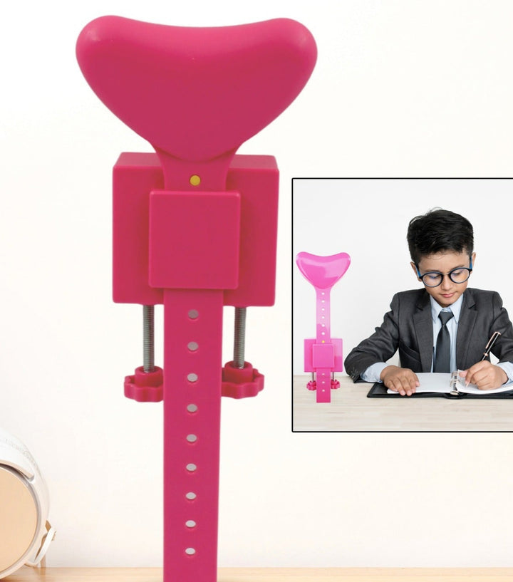 Kids posture corrector in pink for improving children's posture while studying or sitting