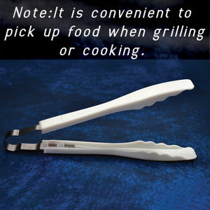 Durable kitchen bread tongs in white for easy food handling while grilling or cooking