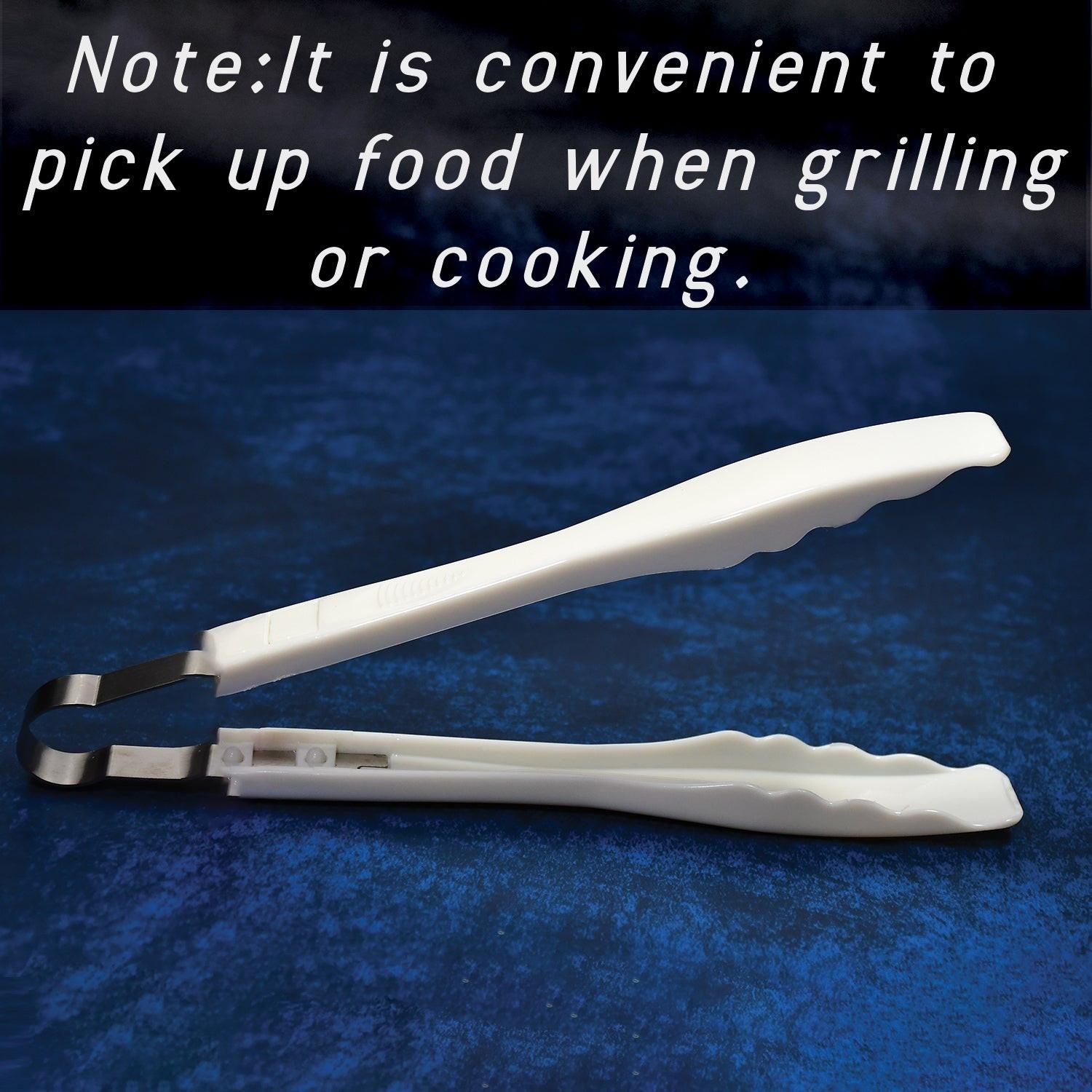 Durable kitchen bread tongs in white for easy food handling while grilling or cooking