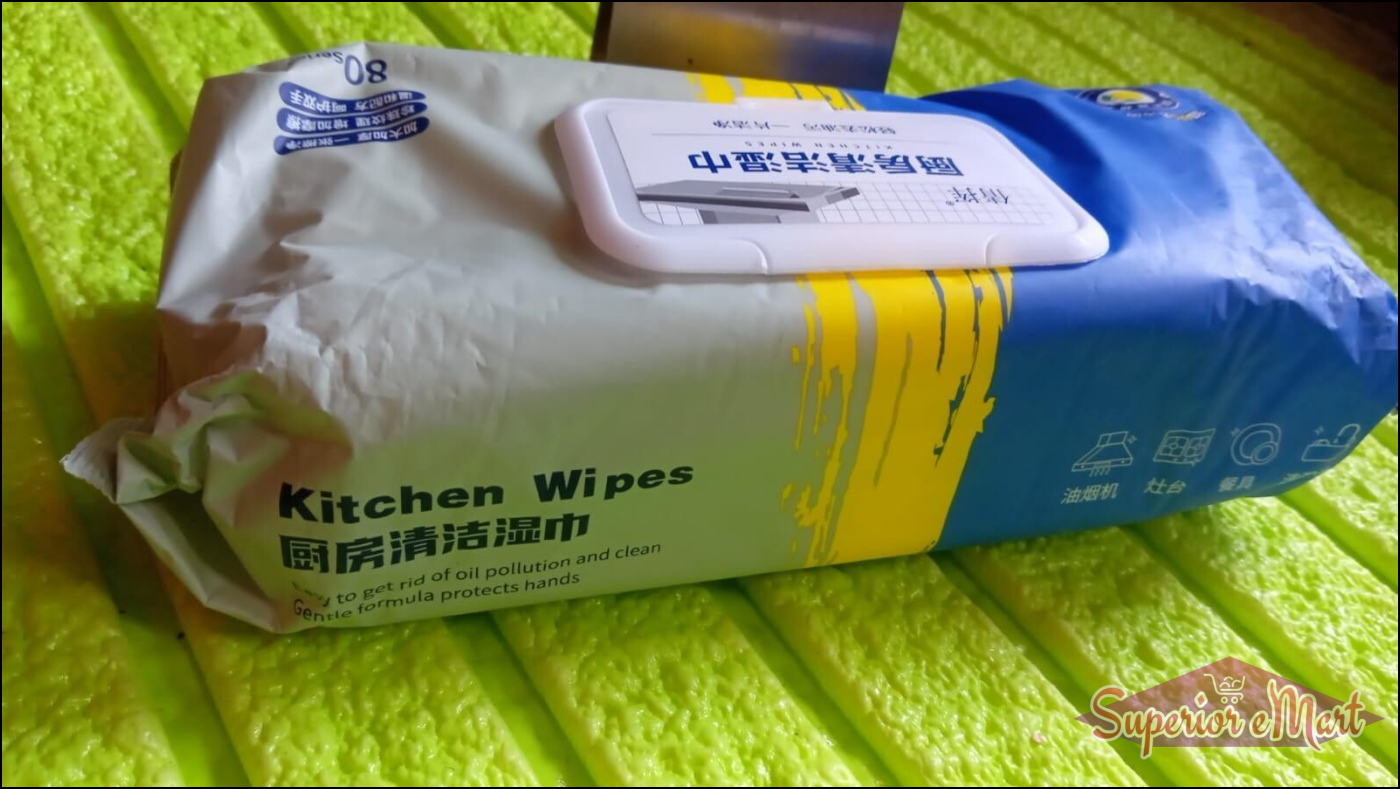 Superior eMart kitchen cleaning wipes in a convenient pack for easy kitchen surface cleaning