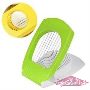 Green kitchen egg slicer with stainless steel wires for uniform egg slices