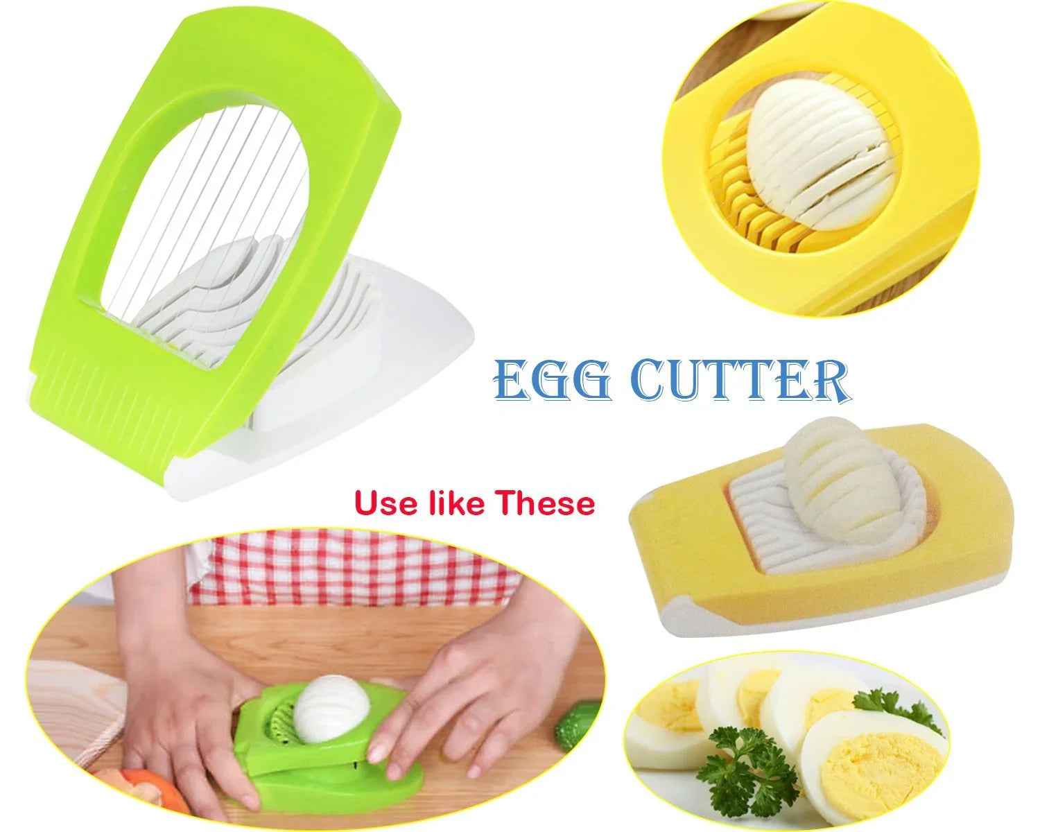 Colorful kitchen egg slicer for perfectly sliced hard-boiled eggs with easy-to-use design