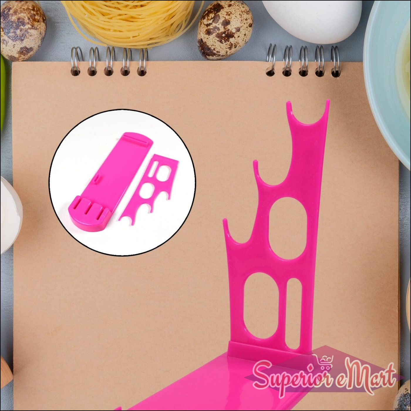 Multifunction kitchen knife holder in bright pink, designed for safe and organized knife storage