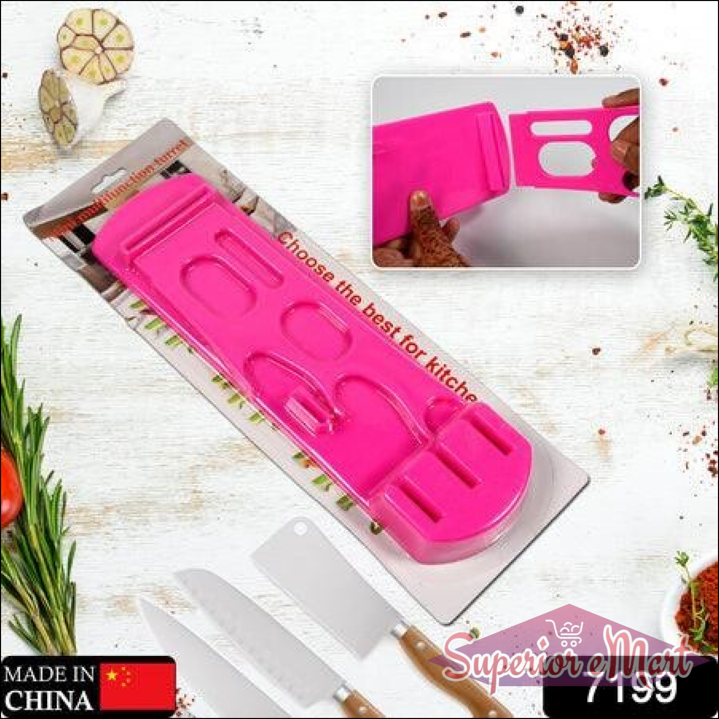 Superior eMart multifunction kitchen knife holder in bright pink for organized kitchen storage