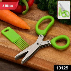 Superior eMart multipurpose kitchen scissors with stainless steel blades on a wooden cutting board