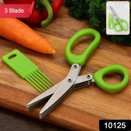 Superior eMart multipurpose kitchen scissors with stainless steel blades on a wooden cutting board