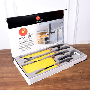 Professional kitchen knife set in a sleek box featuring six non-stick coated knives for culinary enthusiasts