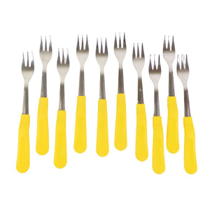 Superior eMart stainless steel big fork set with bright yellow handles for easy gripping and serving