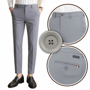 Grey Cotton Blend Regular Formal Trouser for Men