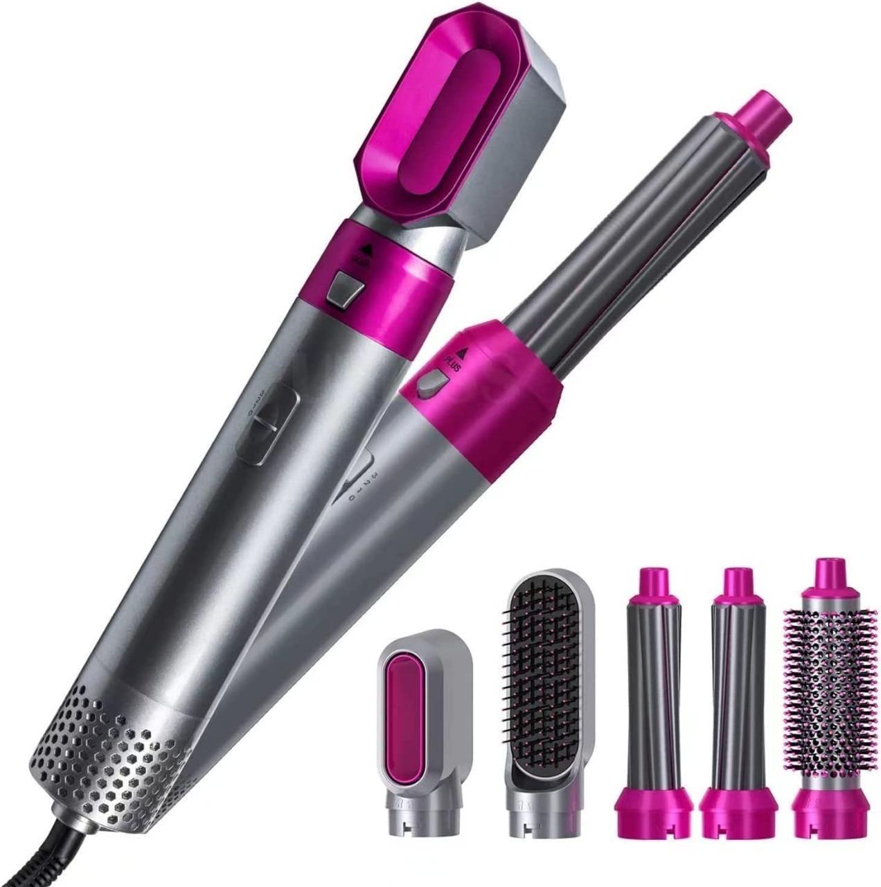 5 in 1 Multifunctional Hair Dryer with various attachments for styling, curling and drying hair