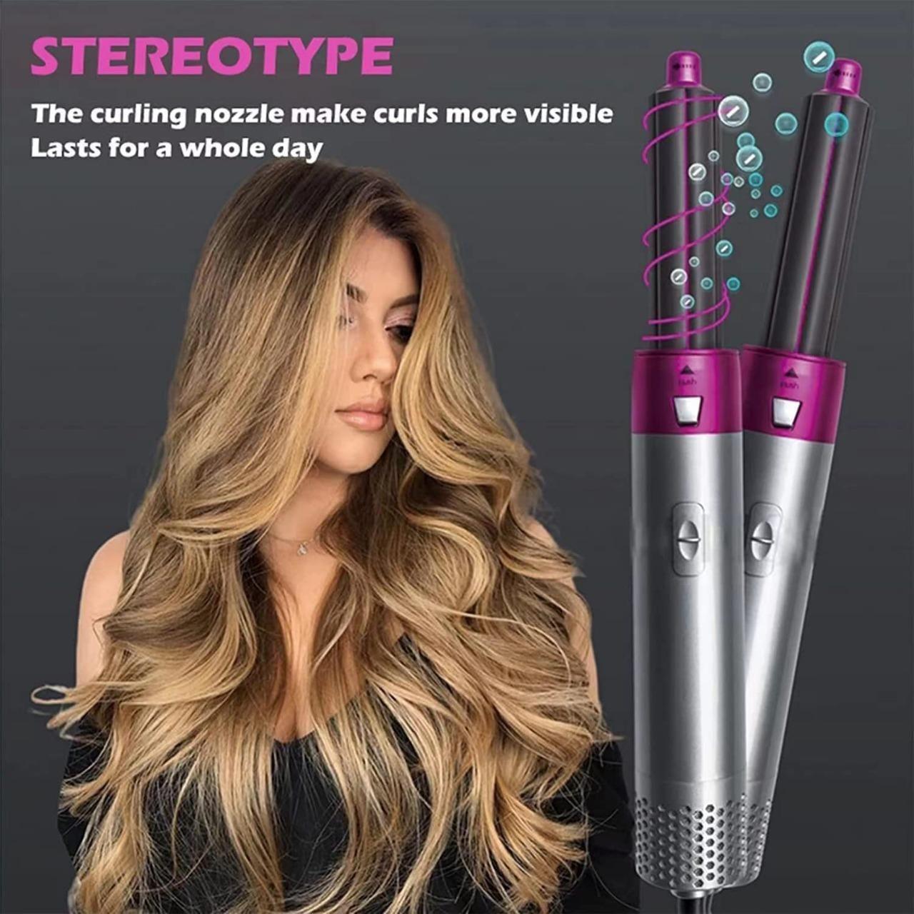 5 in 1 Multifunctional Hair Dryer with curling nozzles for long-lasting style and visible curls