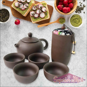 Kung Fu tea set portable with tea pot and cups, perfect for tea enthusiasts on the go