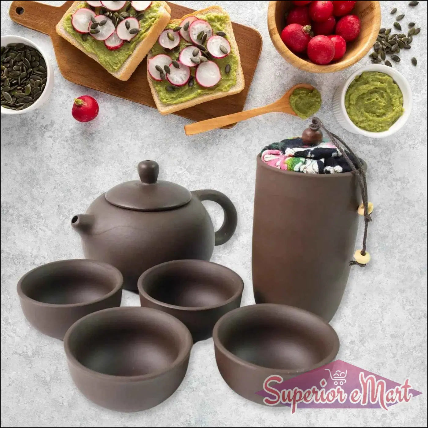 Kung Fu tea set portable with tea pot and cups, perfect for tea enthusiasts on the go