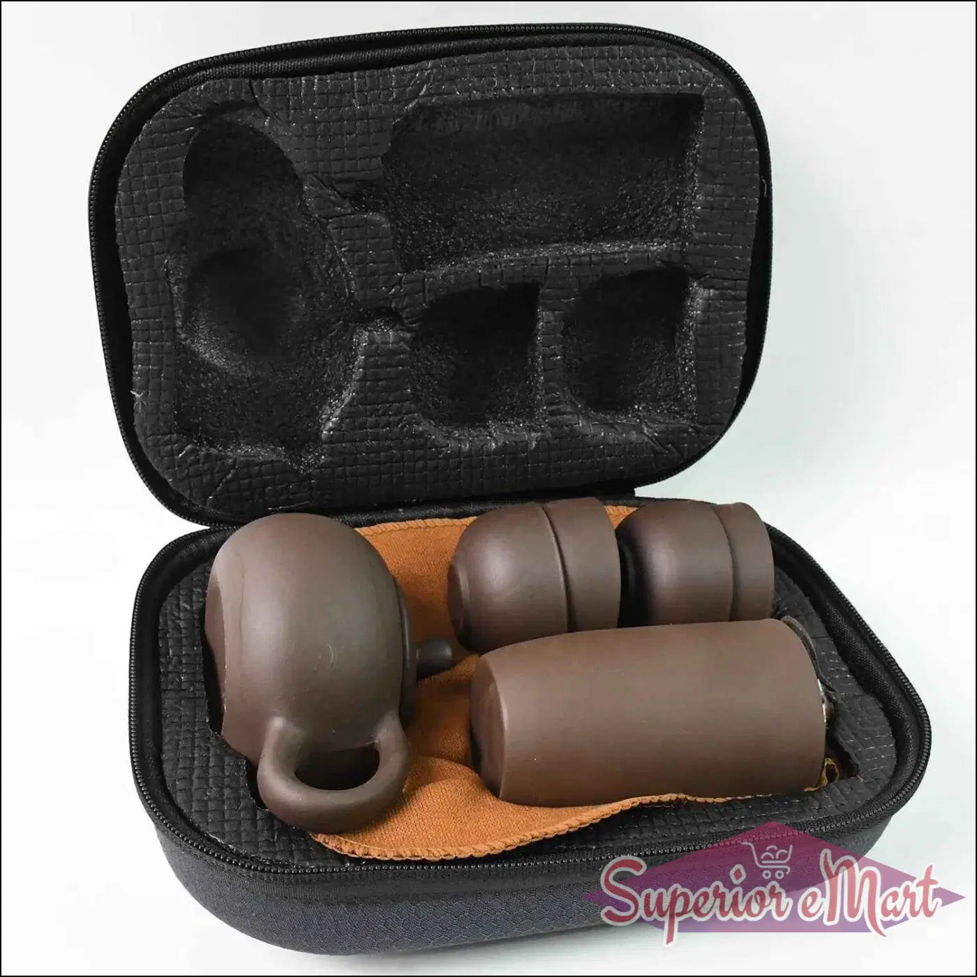 Kung Fu tea set portable in a protective case with cups and serving teapot for tea enthusiasts