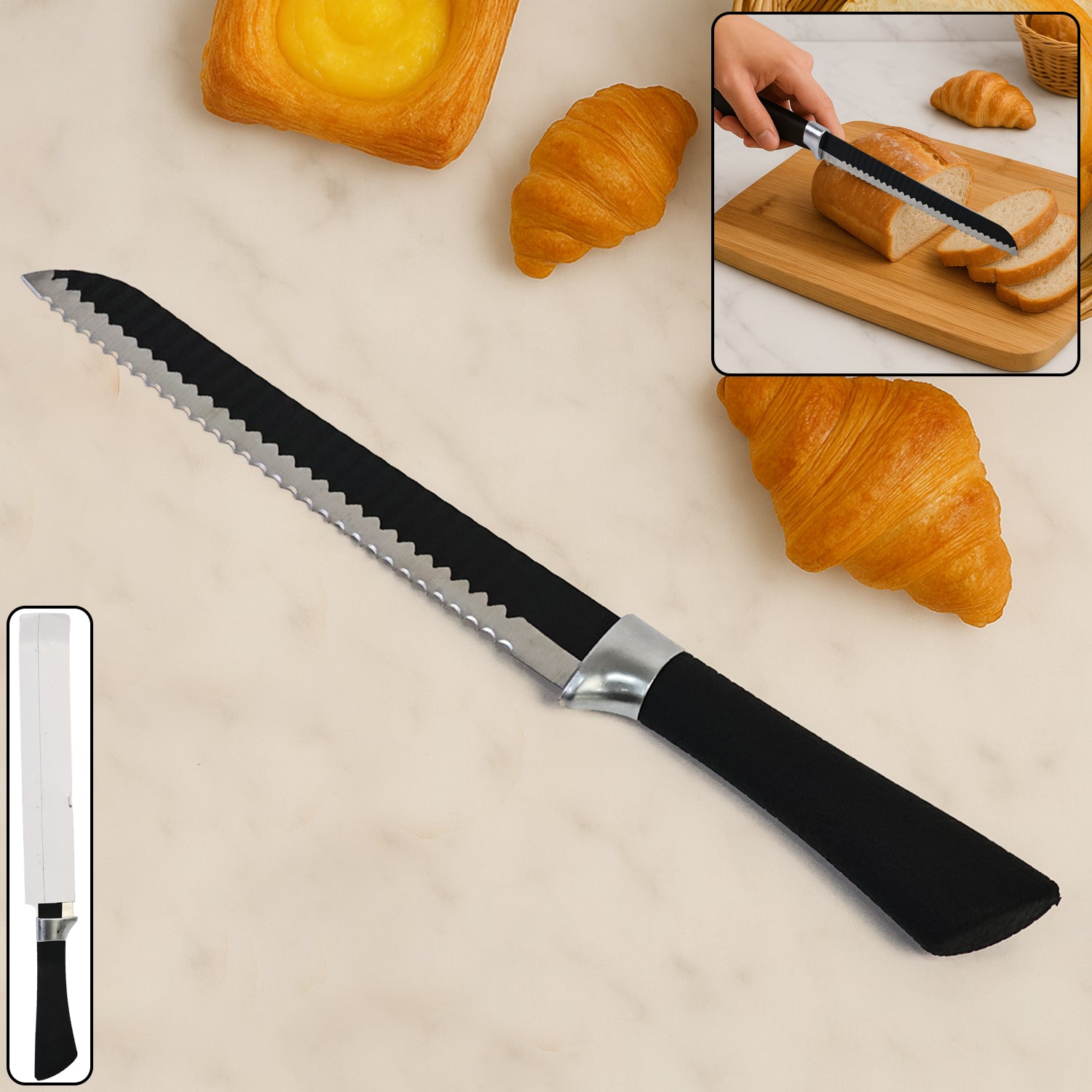 32 Cm Serrated Bread Knife With Ergonomic Handle