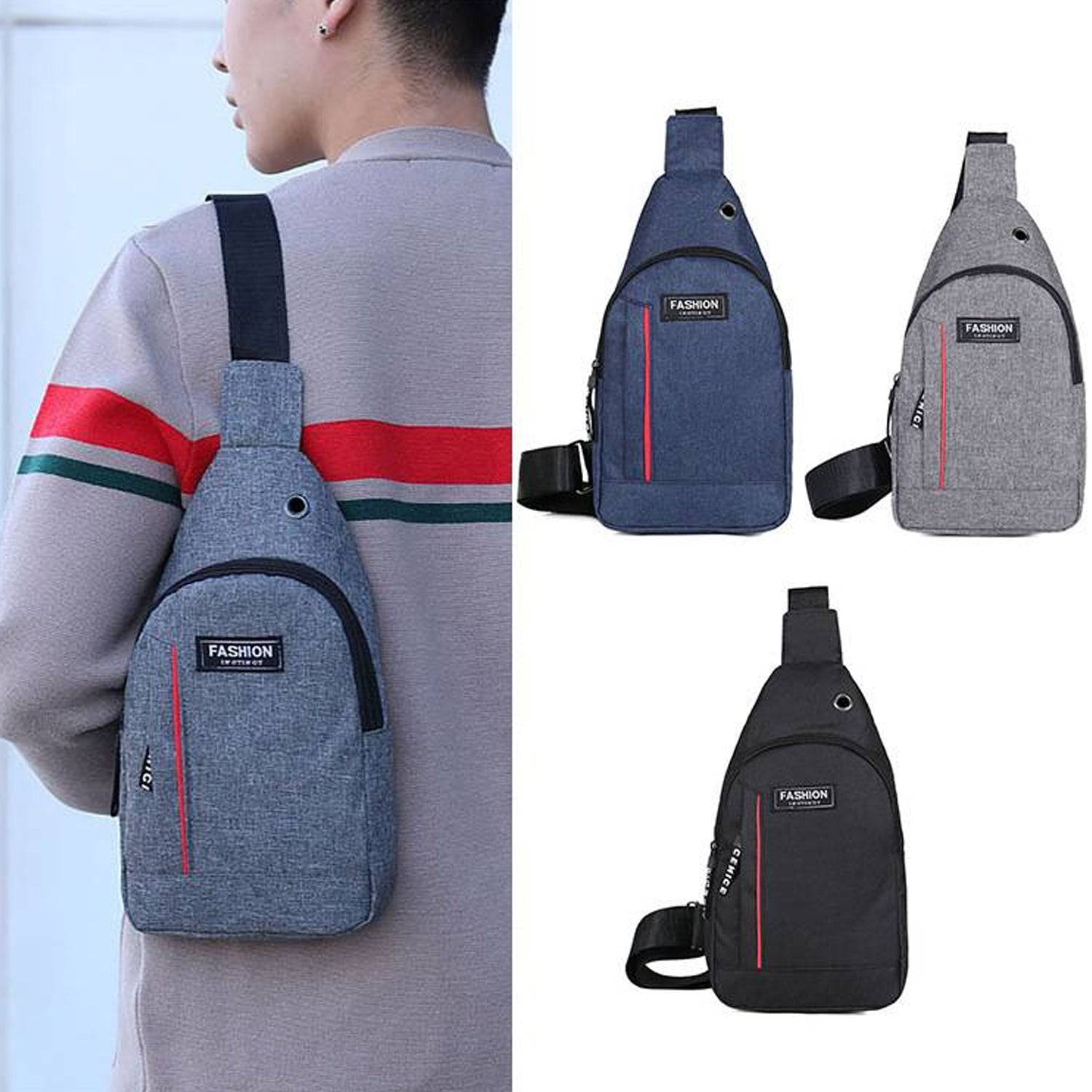 Grey Waterproof Anti Theft Crossbody Fanny Pack Waist Bag Pu Leather Shoulder Bags Chest Men Casual Fashion Usb Charging Earphone Hook Sling Travel Messengers Bag - Superior eMart