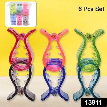 Big Hair Clips For Girls Kids Hair Accessories (6 Pcs Set  Transparent) - Superior eMart