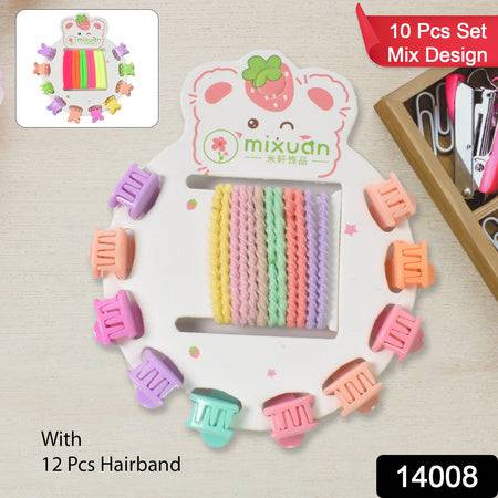 Hair Clips  Hairband For Girls Kids Hair Accessories (22 Pcs Set  Mix Design) - Superior eMart