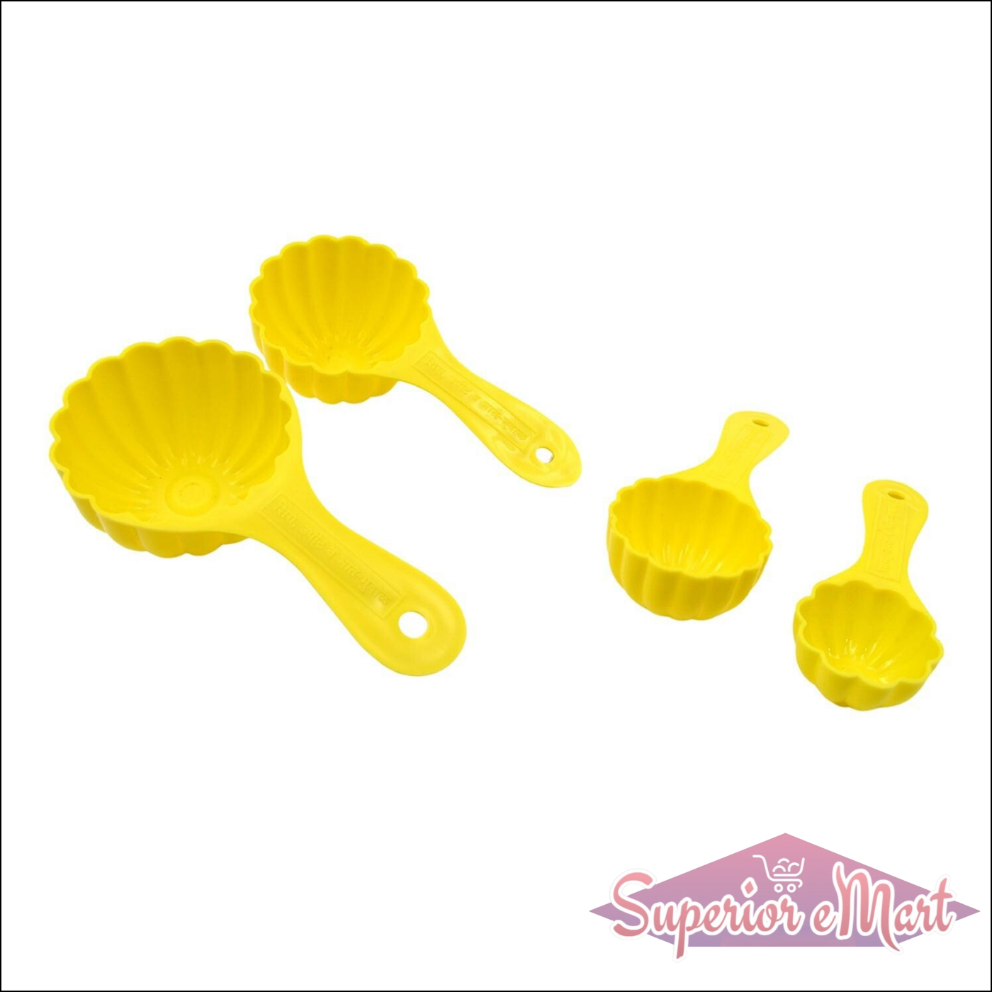 Ladoo mould spoon set in bright yellow, featuring four different sizes for easy portioning of traditional sweets