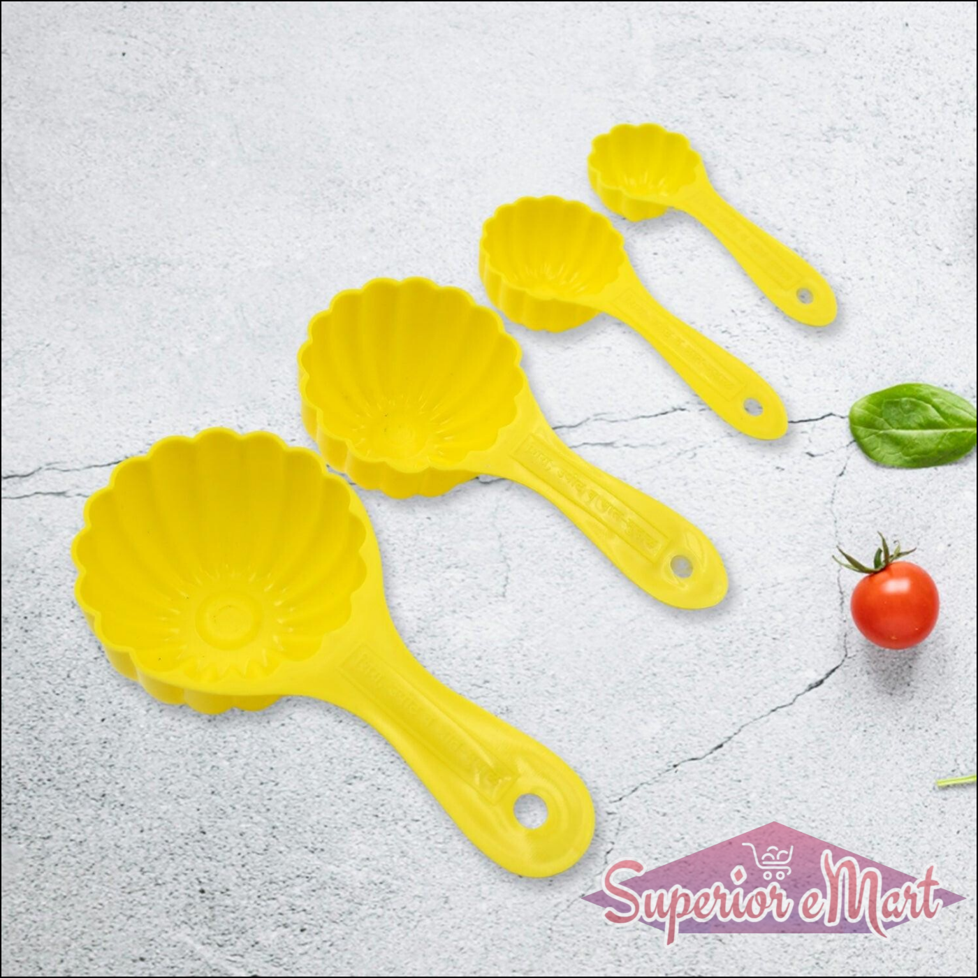 Ladoo mould spoon set in yellow, featuring multiple sizes for easy sweet preparation