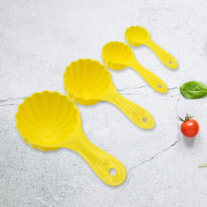 Ladoo mould spoon set in yellow, featuring multiple sizes for easy sweet preparation
