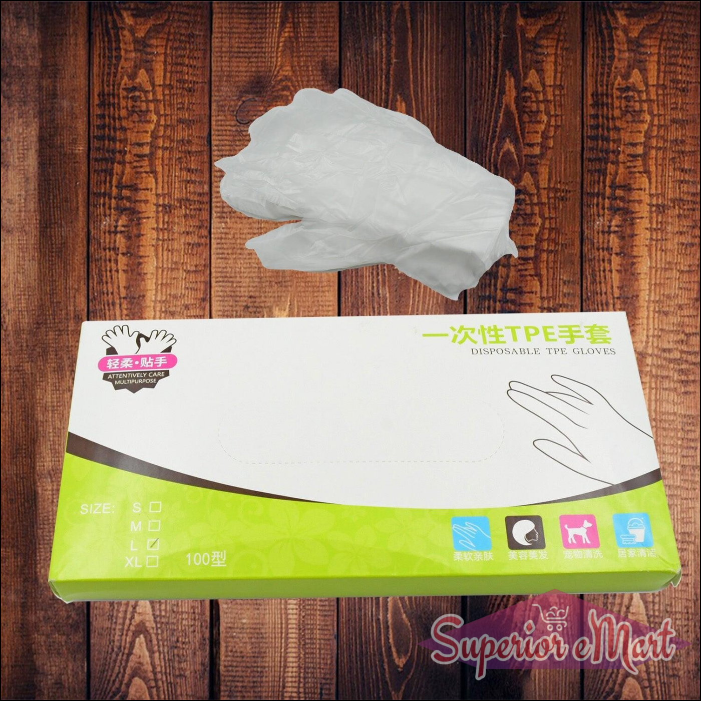 Large Size Transparent Disposable Clear Hand Gloves For Home, Kitchen, Hotels, Hospitals, Clinics, Beauty Parlor, Saloons (100 Pcs) - Superior eMart