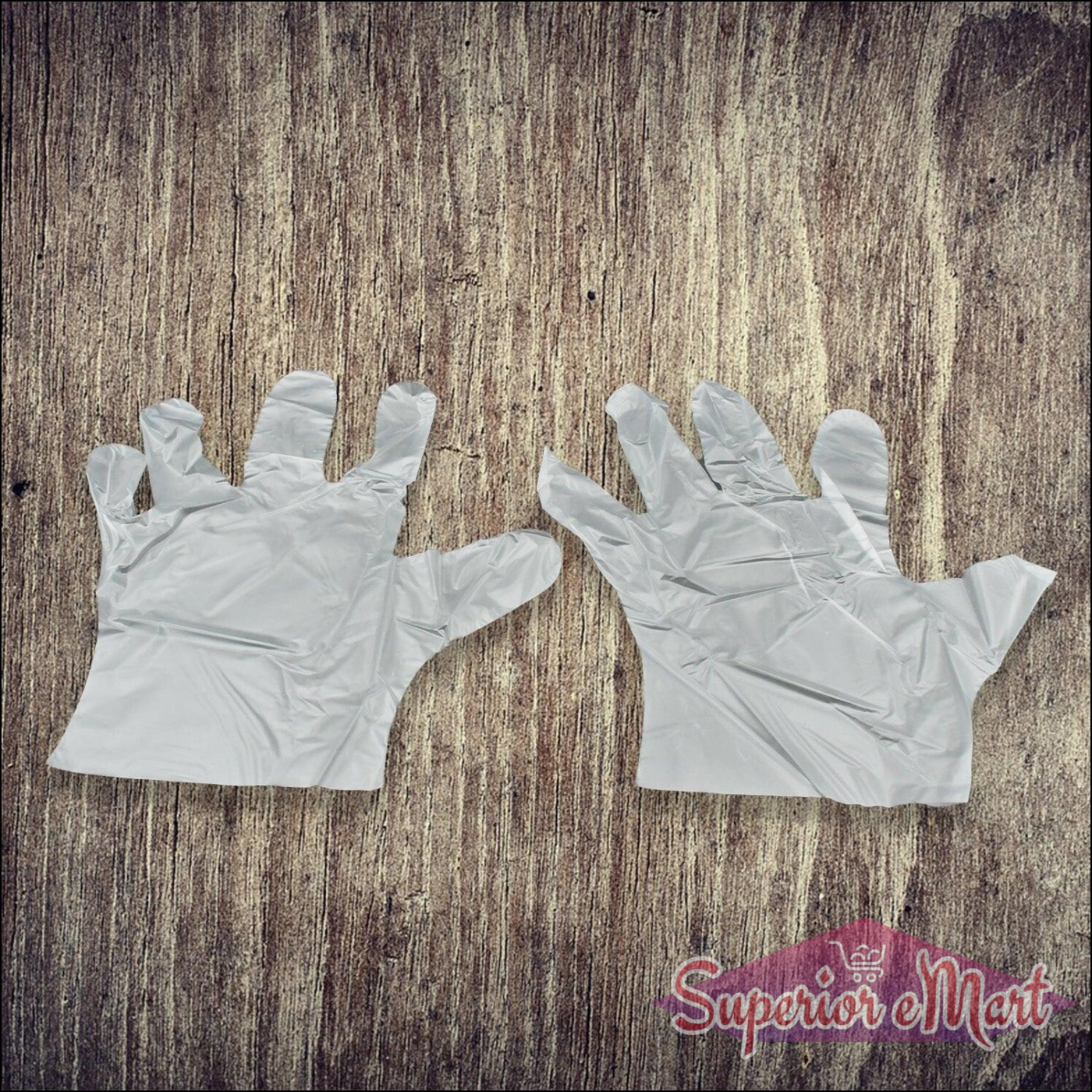 Large Size Transparent Disposable Clear Hand Gloves For Home, Kitchen, Hotels, Hospitals, Clinics, Beauty Parlor, Saloons (100 Pcs) - Superior eMart
