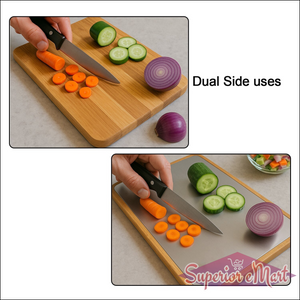 Large stainless steel cutting board with dual side uses for versatile food prep