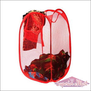 Laundry Hamper Mesh Fabric For Ventilation Foldable Storage Up Clothes Basket - Superior eMart