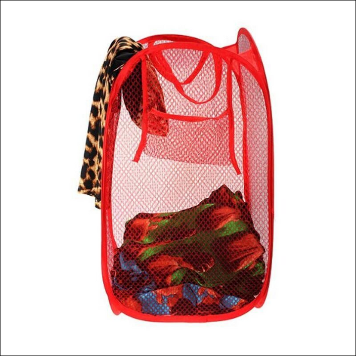 Laundry Hamper Mesh Fabric For Ventilation Foldable Storage Up Clothes Basket - Superior eMart