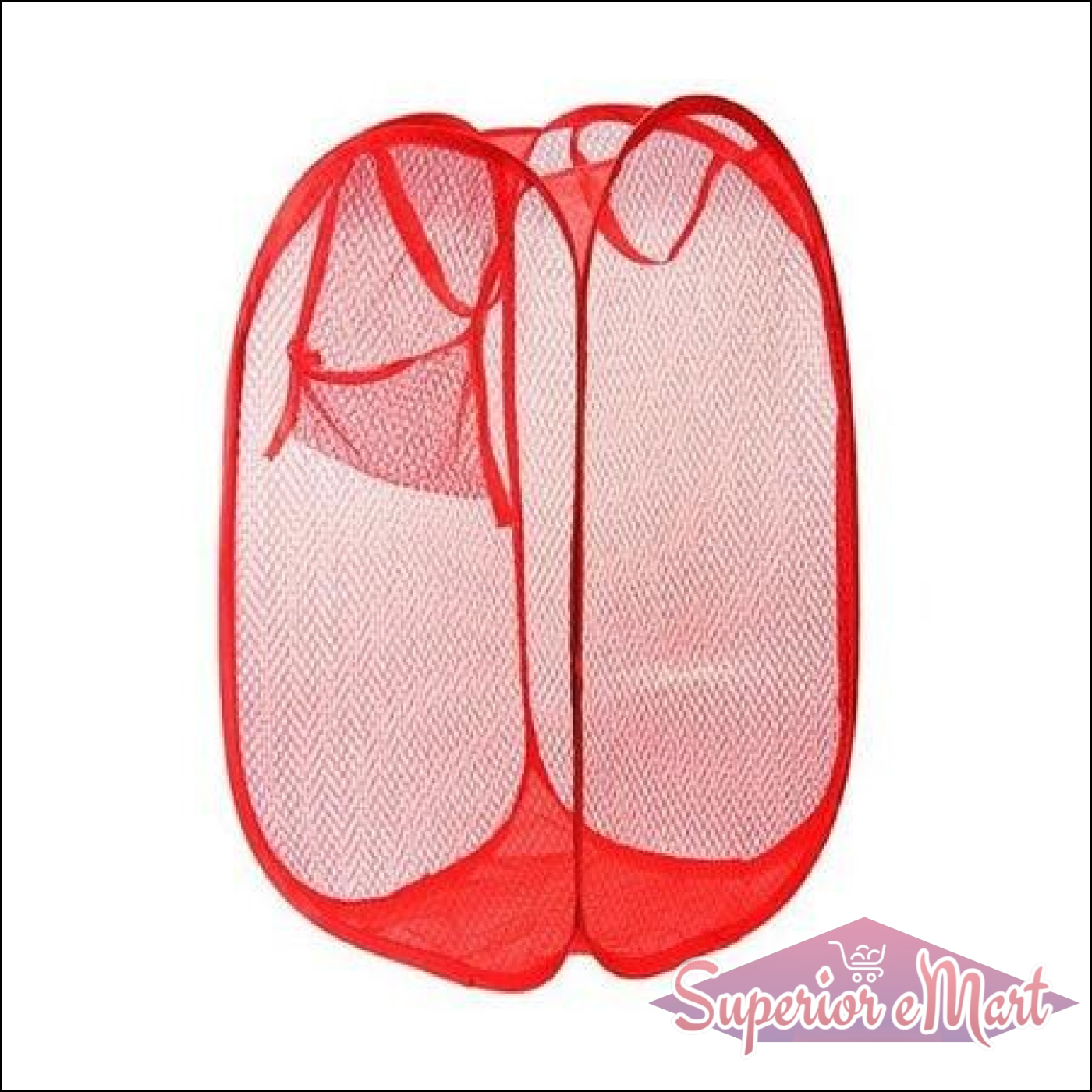 Laundry Hamper Mesh Fabric For Ventilation Foldable Storage Up Clothes Basket - Superior eMart