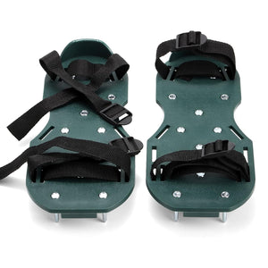 Lawn aerator sandals with adjustable straps for effective lawn care and soil aeration