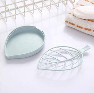Leaf shape soap holder in light blue color for stylish bathroom organization