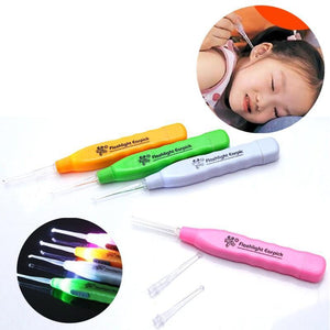 Colorful LED ear cleaning tool for kids with multiple lighted tips for safe ear cleaning