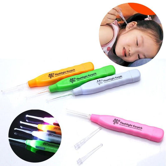 Colorful LED ear cleaning tool for kids with multiple lighted tips for safe ear cleaning