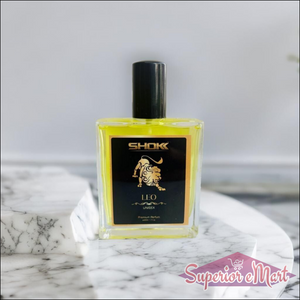 Leo zodiac unisex perfume 50ml in a stylish bottle on a marble surface for zodiac lovers