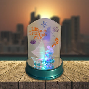 Life Looks Better Under Water light decorative piece with marine theme and colorful LED accents