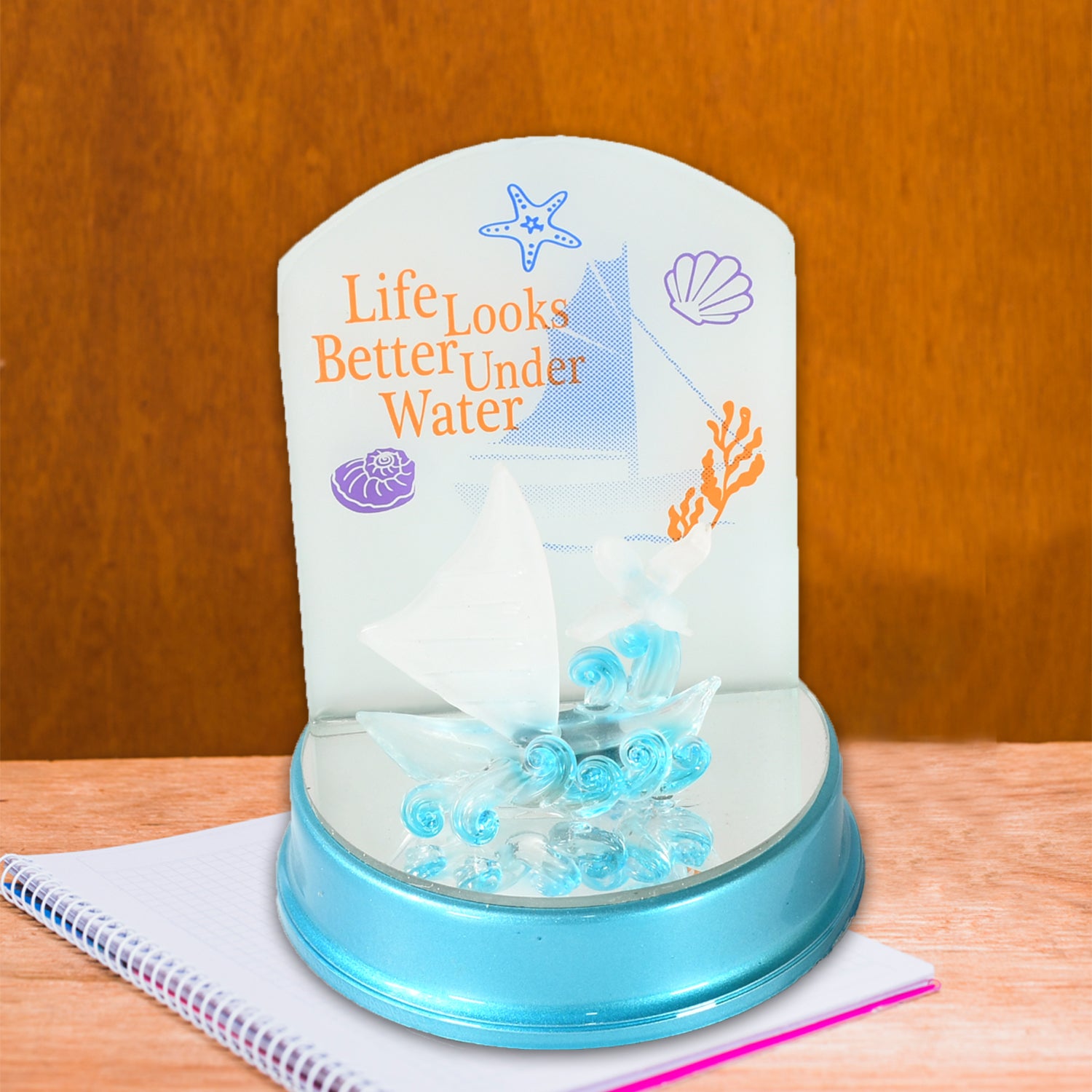 Decorative Life Looks Better Under Water light featuring a sailboat and sea-inspired design for home decor