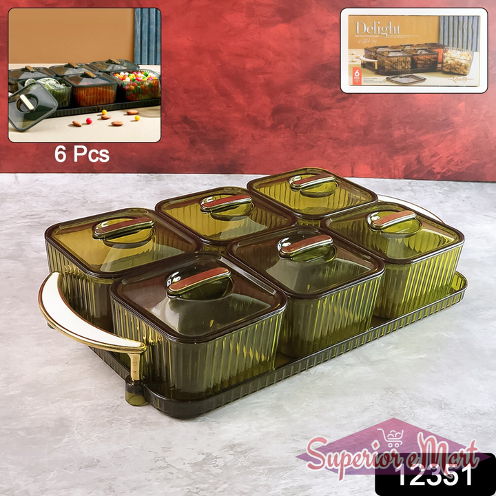 Liger Multipurpose Transparent Spice Jar Set With Tray And Lids 400ml Approx (6 Pc)