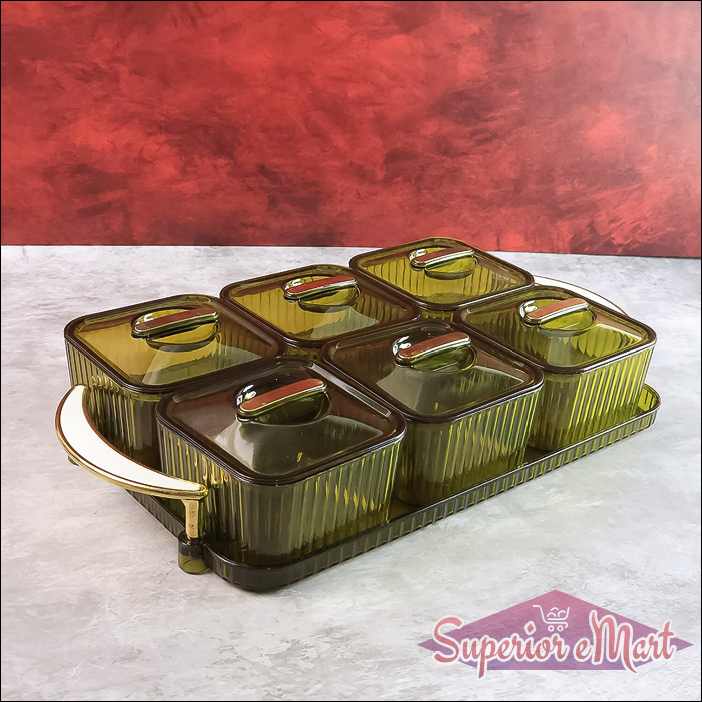 Liger Multipurpose Transparent Spice Jar Set With Tray And Lids 400ml Approx (6 Pc)