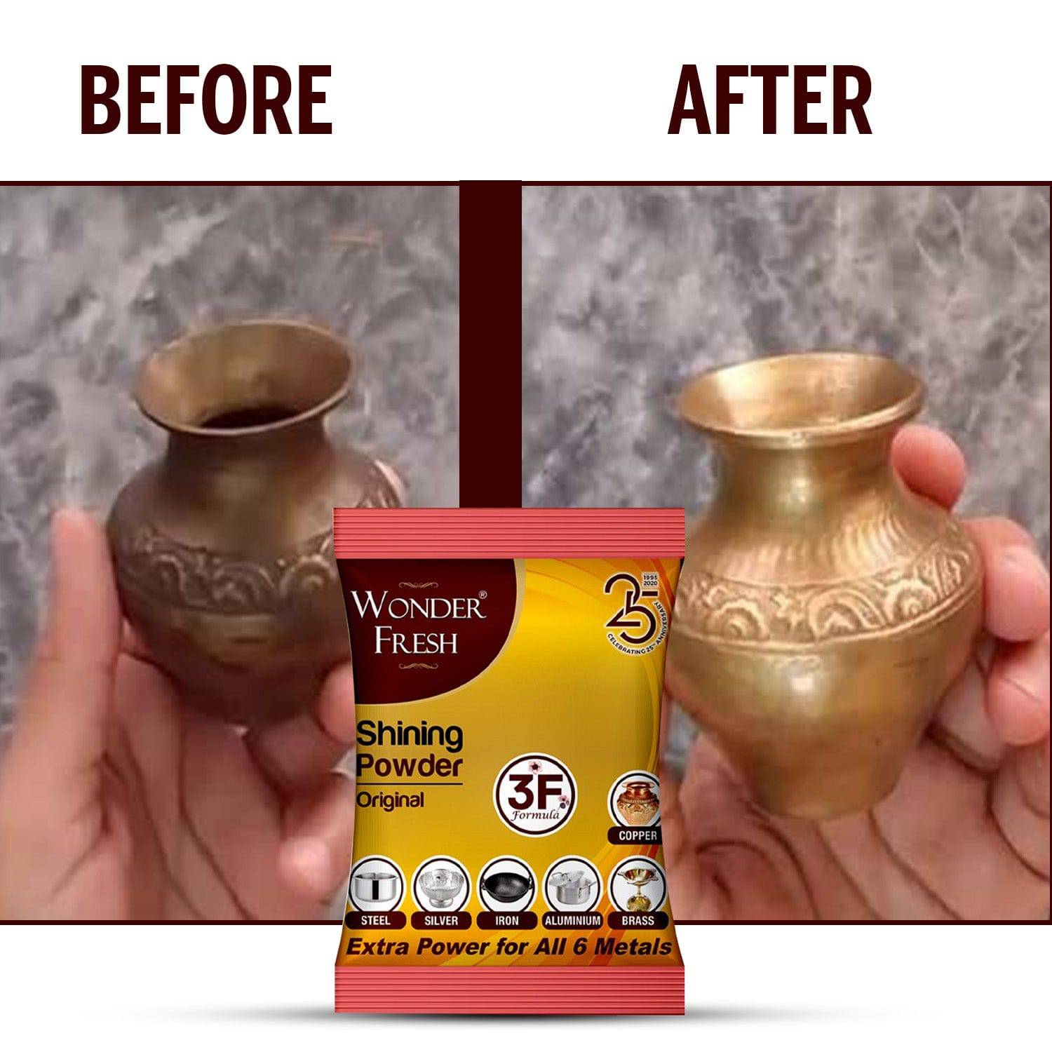 Shining Powder Cleans And Polishes Copper Brass Silver Aluminum Iron And Steel Removes Tarnish And Oxidation (200 Gm) - Superior eMart